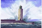 Watercolour painting of a lighthouse on Arches 600gsm by artist David Lewry