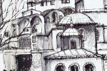 Sketchbook detail drawing pen, ink on Khadi paper of Hagia Sophia, Istanbul